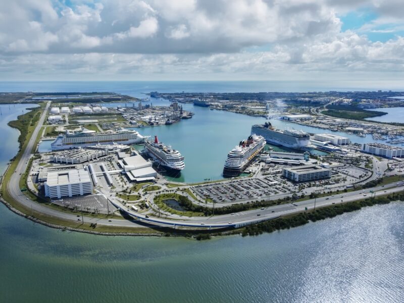 An aerial photo of Port Canaveral