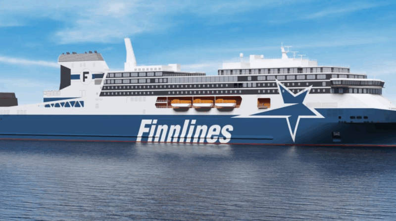 An artist rendering of a new Finnlines vessel