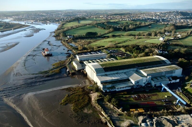 An aerial view of Appledore shipyard