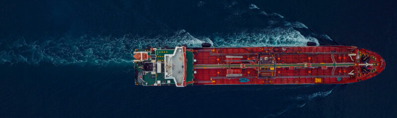 A freight ship travelling on water