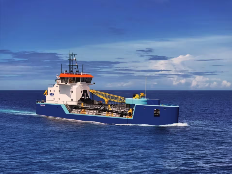 A dredger on the sea