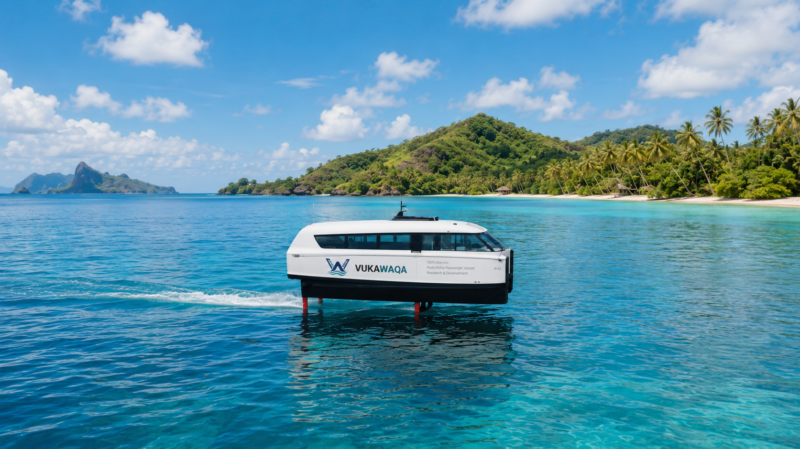 The MoU will see the deployment of a fleet of Candela P-12 electric hydrofoil vessels in Fiji