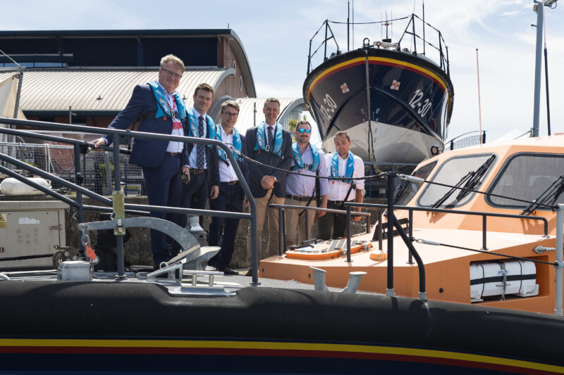 Grégoire Outters, President Teledyne Group, Andy King , Vice President of Sales, Raymarine, Peter Sparkes, RNLI CEO, Director of E&S Ross Barraclough, Fergus Holley, Adam O’Neill