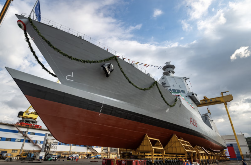 Fincantieri's PPA multipurpose combat ship Domenico Millelire, delivered to the Italian Navy at Muggiano, La Spezia